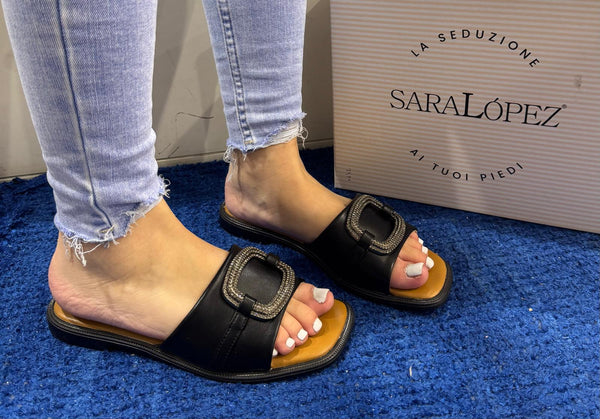 Ciabattina donna sara lopez ecopelle black sl51sb 112