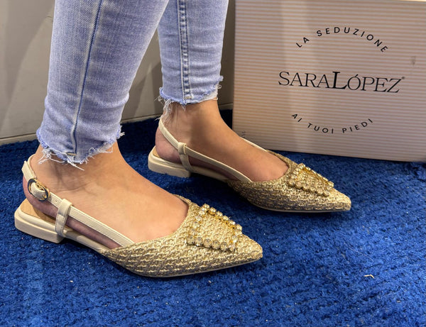 Ballerina slingback donna sara lopez gold sl51sa 106