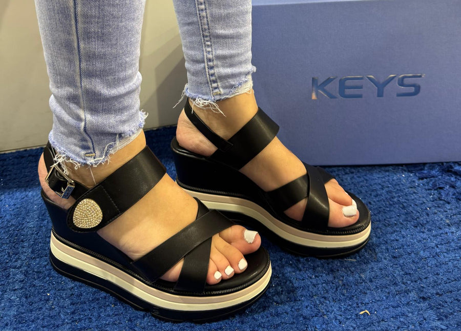 Sandalo zeppa donna keys black k11021