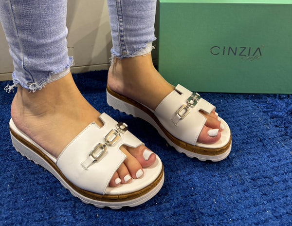 Ciabatta donna cinzia soft bianca iaf23448 002