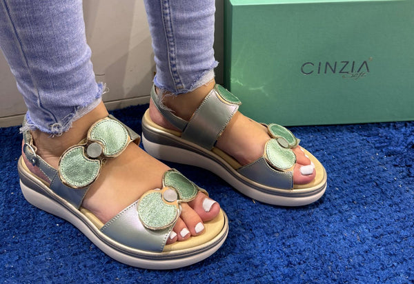 Sandalo donna cinzia soft verde perla/salvia io20637c 002