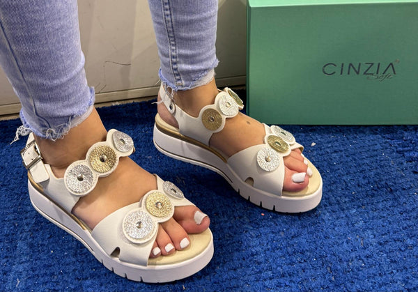 Sandalo donna cinzia soft bianco/argento/platino lf023080 001