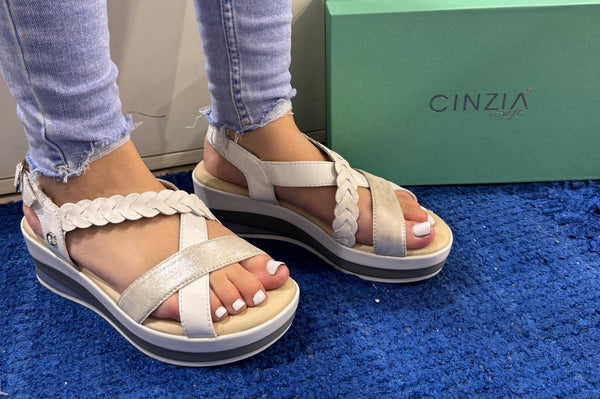 Sandalo donna cinzia soft white/silver/bianco sv523415 002
