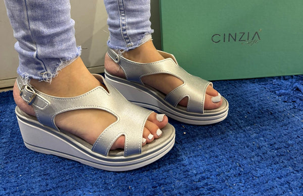 Sandalo donna cinzia soft argento lf014113 001