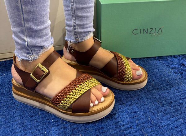 Sandalo donna cinzia soft testa di moro/testa di moro/oro gl2125 002