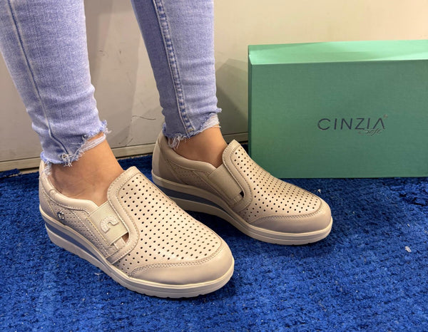 Sneakers slip-on donna cinzia soft pelle lt grey/white iv123278 002