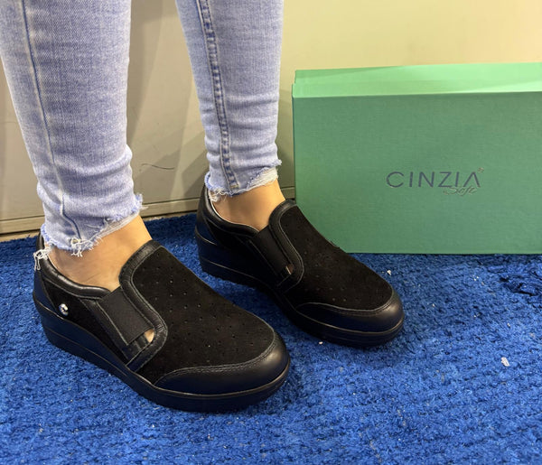 Sneakers slip-on donna cinzia soft pelle/camoscio black iv119829-sg 001
