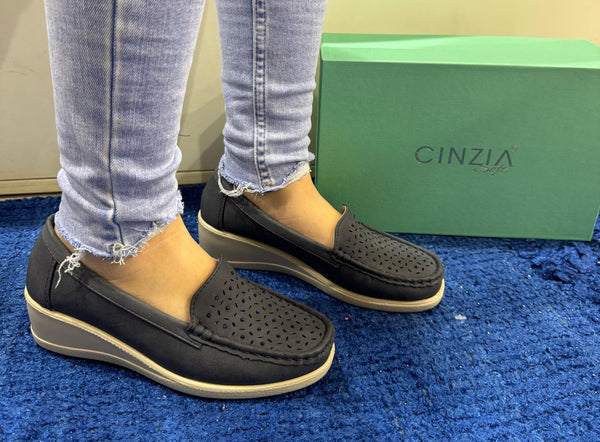 Mocassino donna cinzia soft nabuk blu navy pf550 002