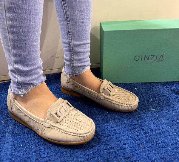 Mocassino donna cinzia soft nabuk beige pf6201 001