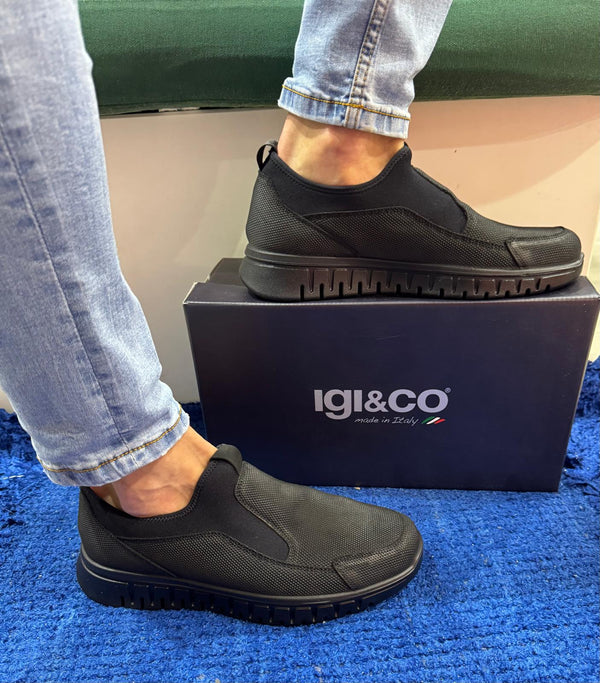 Slip-on uomo igi&co nabuk/tessuto black 7617500