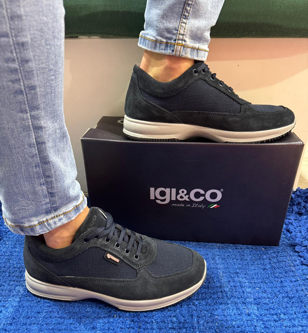 Sneakers uomo igi&co camoscio/mesh blu scuro 7621100