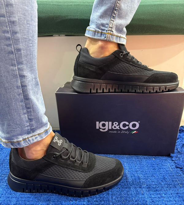 Sneakers uomo igi&co camoscio/mesh black 7617000