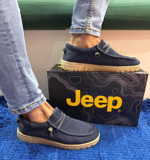 Mocassino uomo jeep in tessuto navy samoa wallabee knit jm51030a