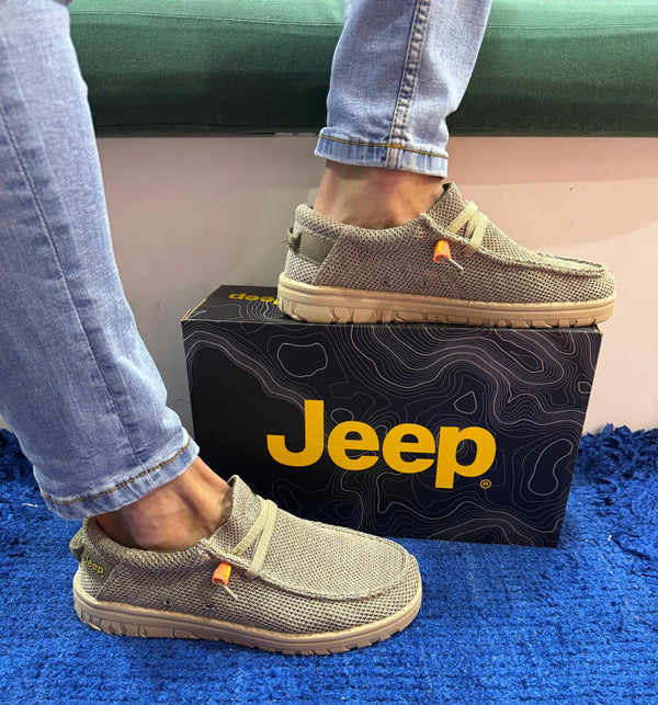 Mocassino uomo jeep in tessuto khaki samoa wallabee knit jm51030a