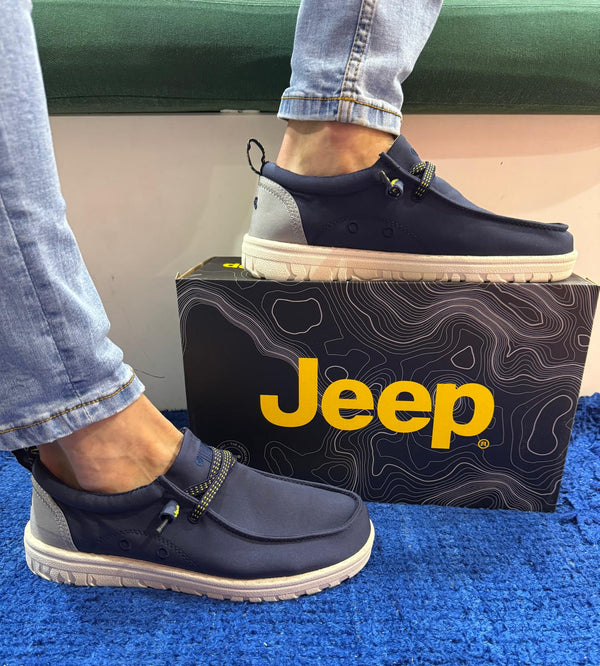 Mocassino uomo jeep in cotone navy samoa wallabee nylon jm51031a