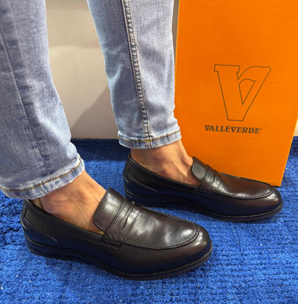 Mocassino uomo valleverde in pelle nero 17902