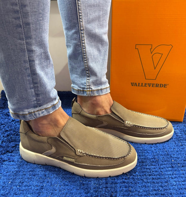 Mocassino uomo valleverde in  nabuk taupe 360871