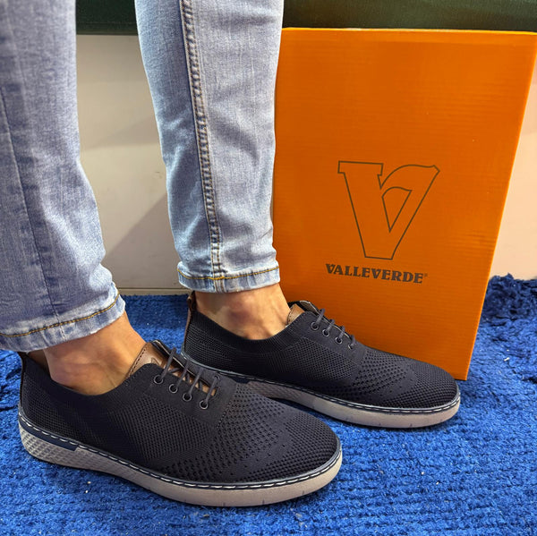 Sneakers uomo valleverde in tessuto blu 360995