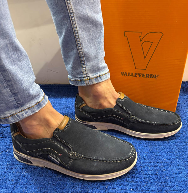 Mocassino uomo valleverde in  nabuk navy 17910
