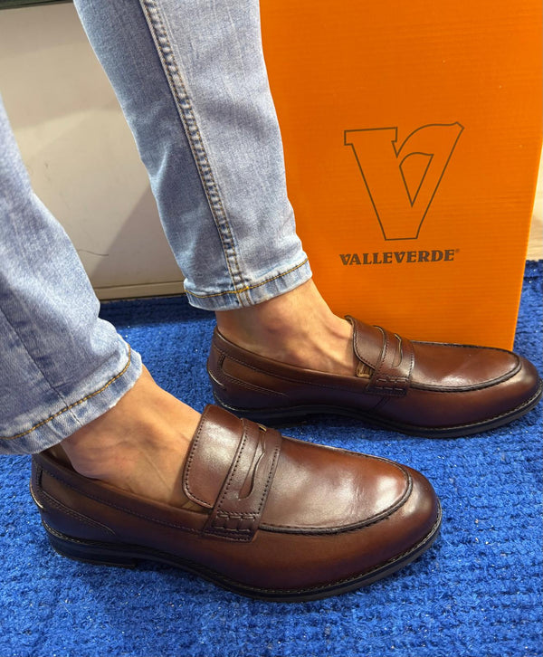 Mocassino uomo valleverde in pelle brown 17902