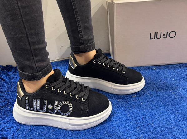 Sneakers donna liu jo platform in camoscio black/light gold babol01