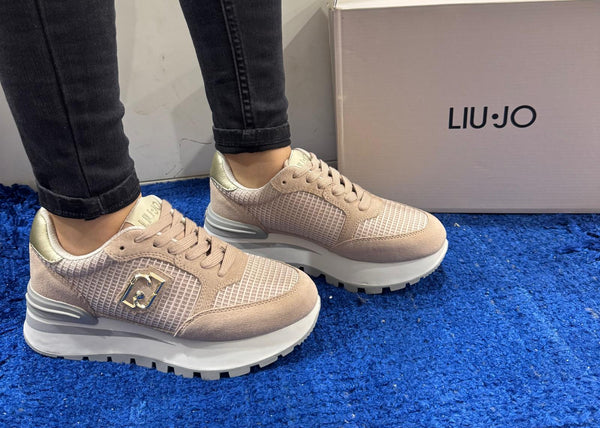 Sneakers donna liu jo platform camoscio e mesh nude/light gold amazing25