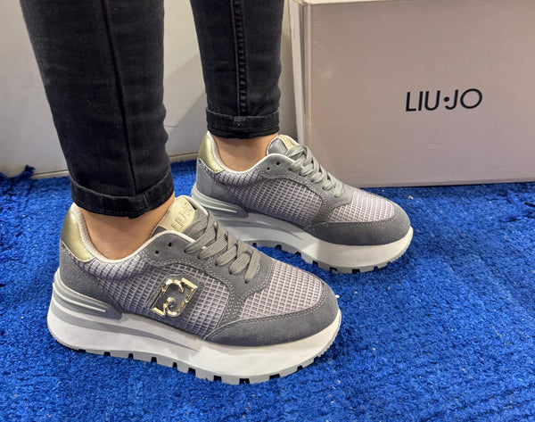 Sneakers donna liu jo platform camoscio e mesh antracite/lik amazing25