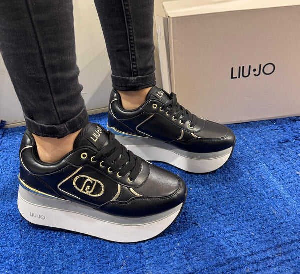 Sneakers donna liu jo super platform in pelle black maxi wonder plus01