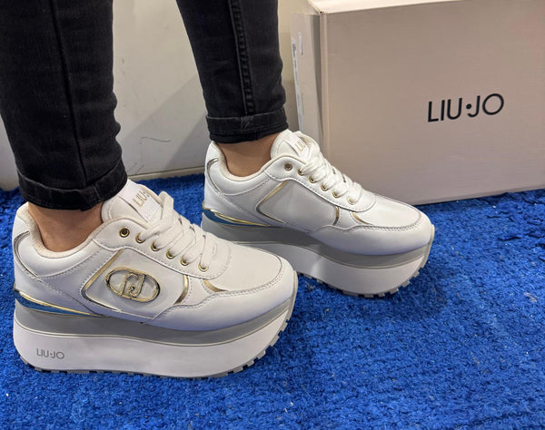 Sneakers donna liu jo super platform in pelle white maxi wonder plus01