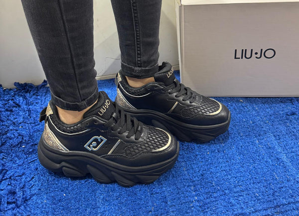 Sneakers donna liu jo chuncky pelle e glitter black/light gold steffy01