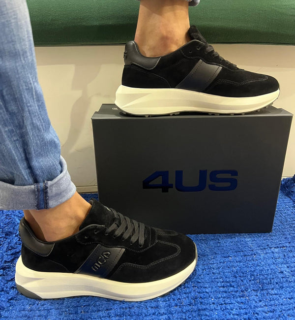 Sneakers uomo 4us camoscio black m. RIS001