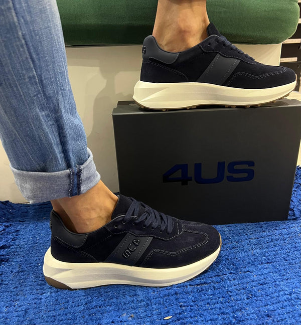 Sneakers uomo 4us camoscio blu RIS001